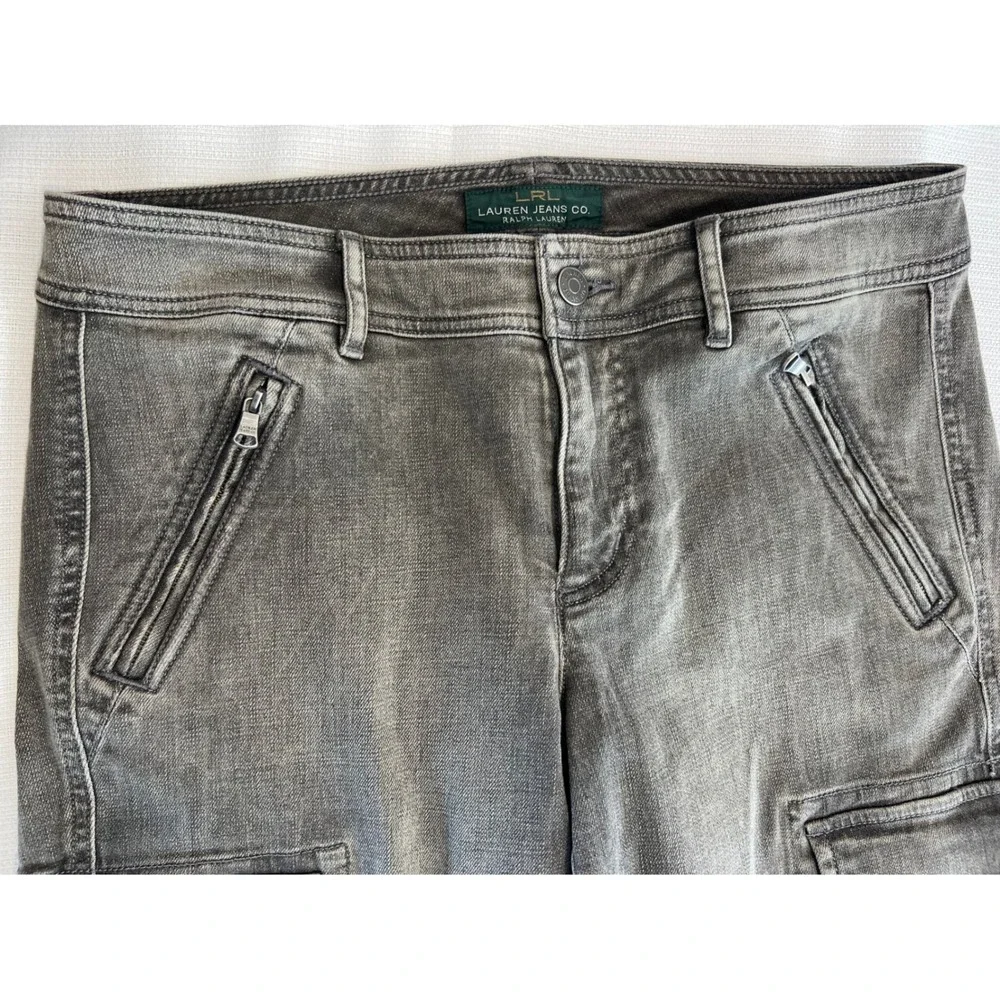 Lauren Jeans Co Ralph Lauren Womens Cargo Pants Grey‎ Utility Moto Size 6 - Picture 3 of 11